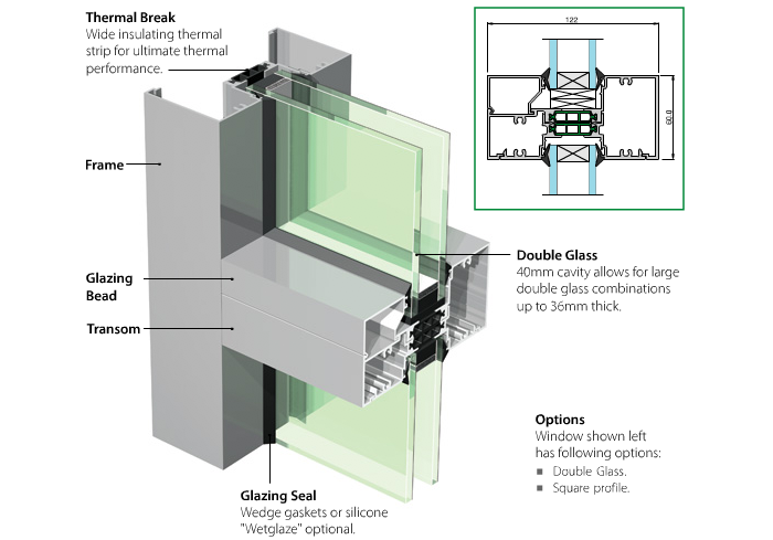 Aluminium thermal break window EC400TB