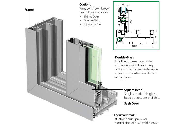 Aluminium thermal break window EC95TB